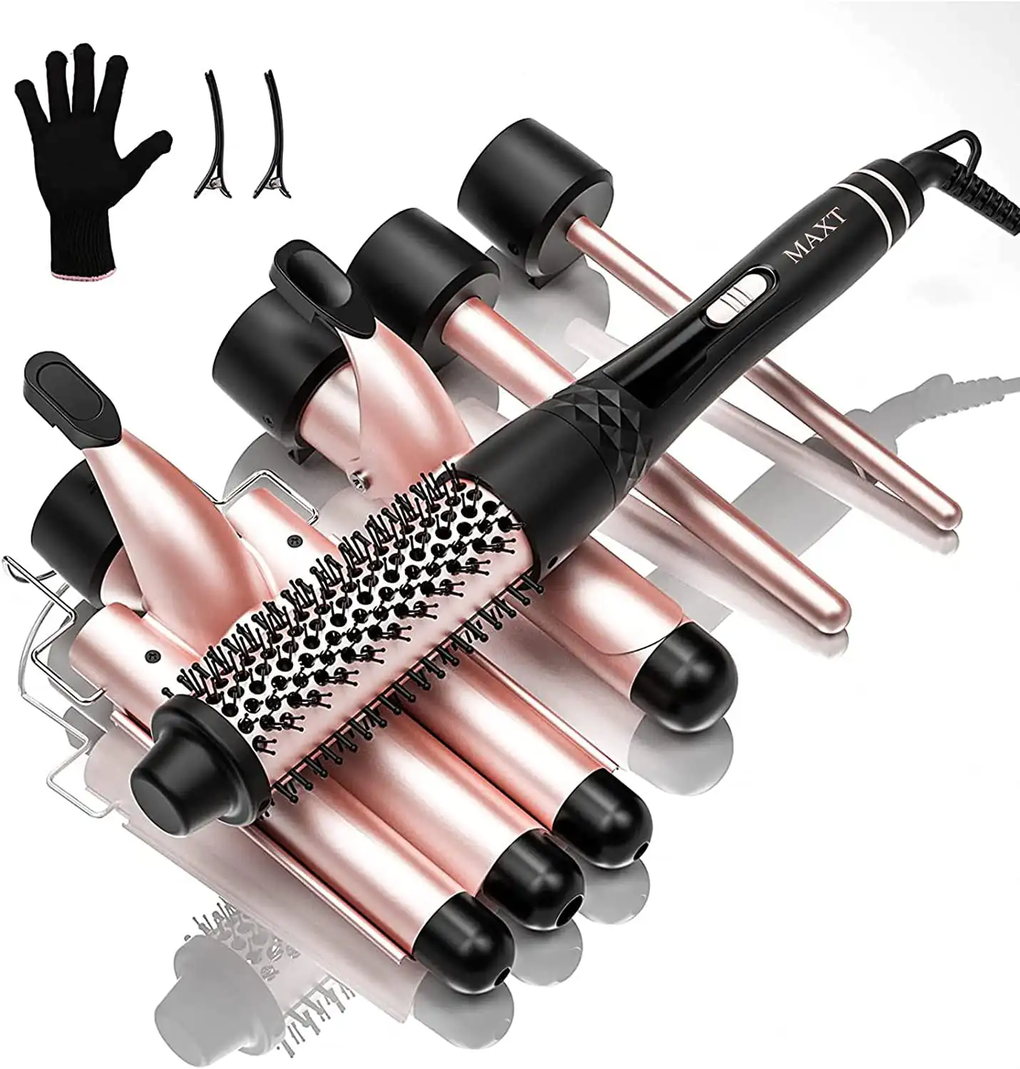 Curling Iron Set 5 in 1, Curling Wand Set Interchangeable Triple Barrel Curling Iron and Curling Brush Ceramic Barrel Wand Curli
Curling Iron Set 5 in 1, Curling Wand Set Interchangeable Triple Barrel Curling Iron and Curling Brush Ceramic Barrel Wand Curli