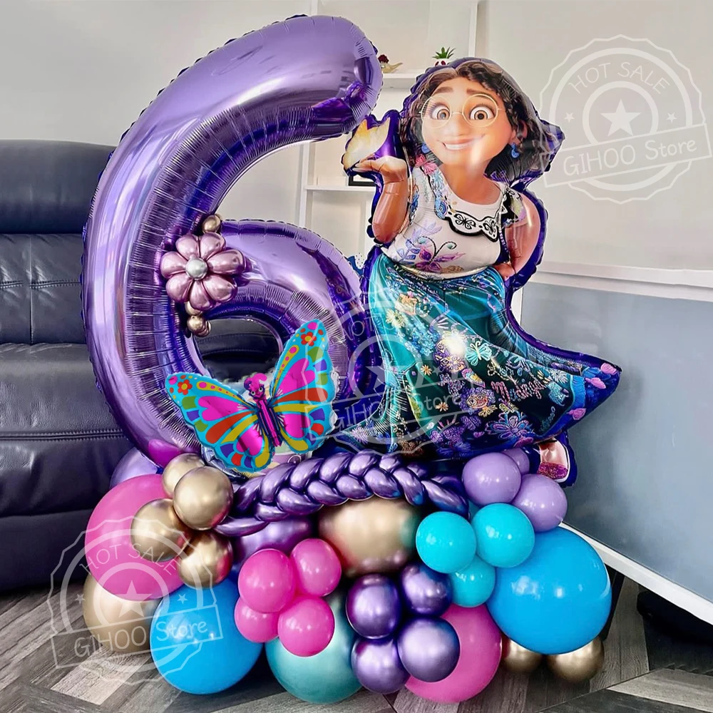 

34pcs Disney Encanto Mirabel Party Balloons Set 40inch Purple Number Foil Balloons For Kids 1 2 3th Birthday Decor Air Globos