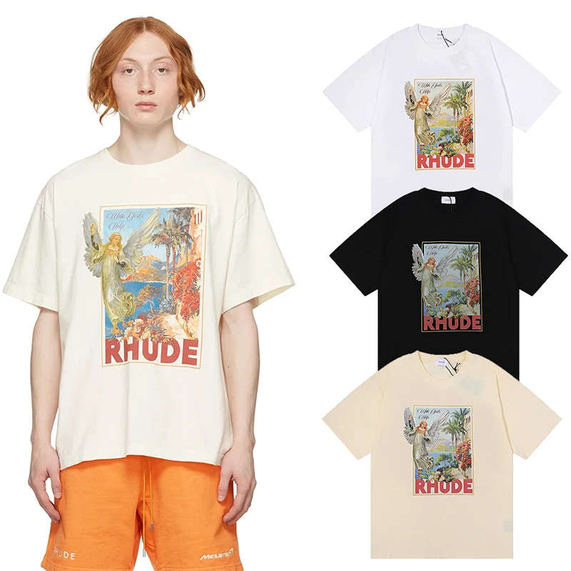 Angel With Gods Help Rhude Short Sleeve Men Women High Quality Tees Black White Apricot T-shirts Casual Oversize RHUDE Tops
Angel With Gods Help Rhude Short Sleeve Men Women High Quality Tees Black White Apricot T-shirts Casual Oversize RHUDE Tops