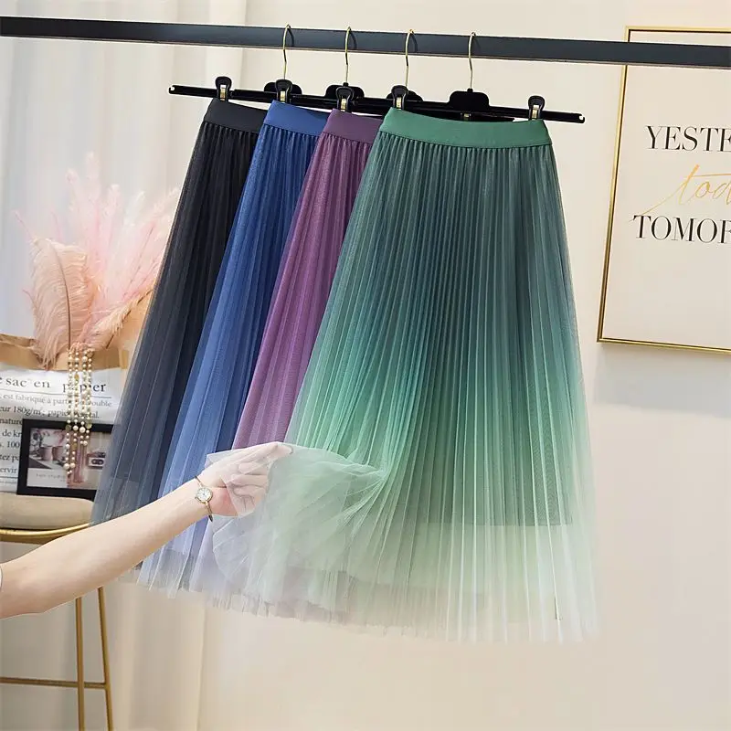 Women Mesh Elegant High-waisted Long Skirt Women's Spring and Summer Slim Pleated Big Swing Sweet Midi Tulle Skirts Female A01
Women Mesh Elegant High-waisted Long Skirt Women's Spring and Summer Slim Pleated Big Swing Sweet Midi Tulle Skirts Female A01