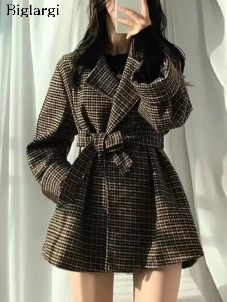 Autumn Winter Woolen Blazer Suit Coat Women Houndstooth Plaid Print Korean Ladies Jackets Long Sleeve Fashion Woman Coats 2023
Autumn Winter Woolen Blazer Suit Coat Women Houndstooth Plaid Print Korean Ladies Jackets Long Sleeve Fashion Woman Coats 2023