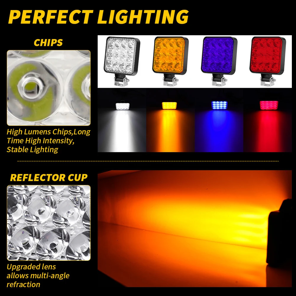 48w Car Led Work Light Square Spotlight 16 Lights ABS 12V Suitable For Off-road Vehicles Forklift Headlights High Brightness
48w Car Led Work Light Square Spotlight 16 Lights ABS 12V Suitable For Off-road Vehicles Forklift Headlights High Brightness