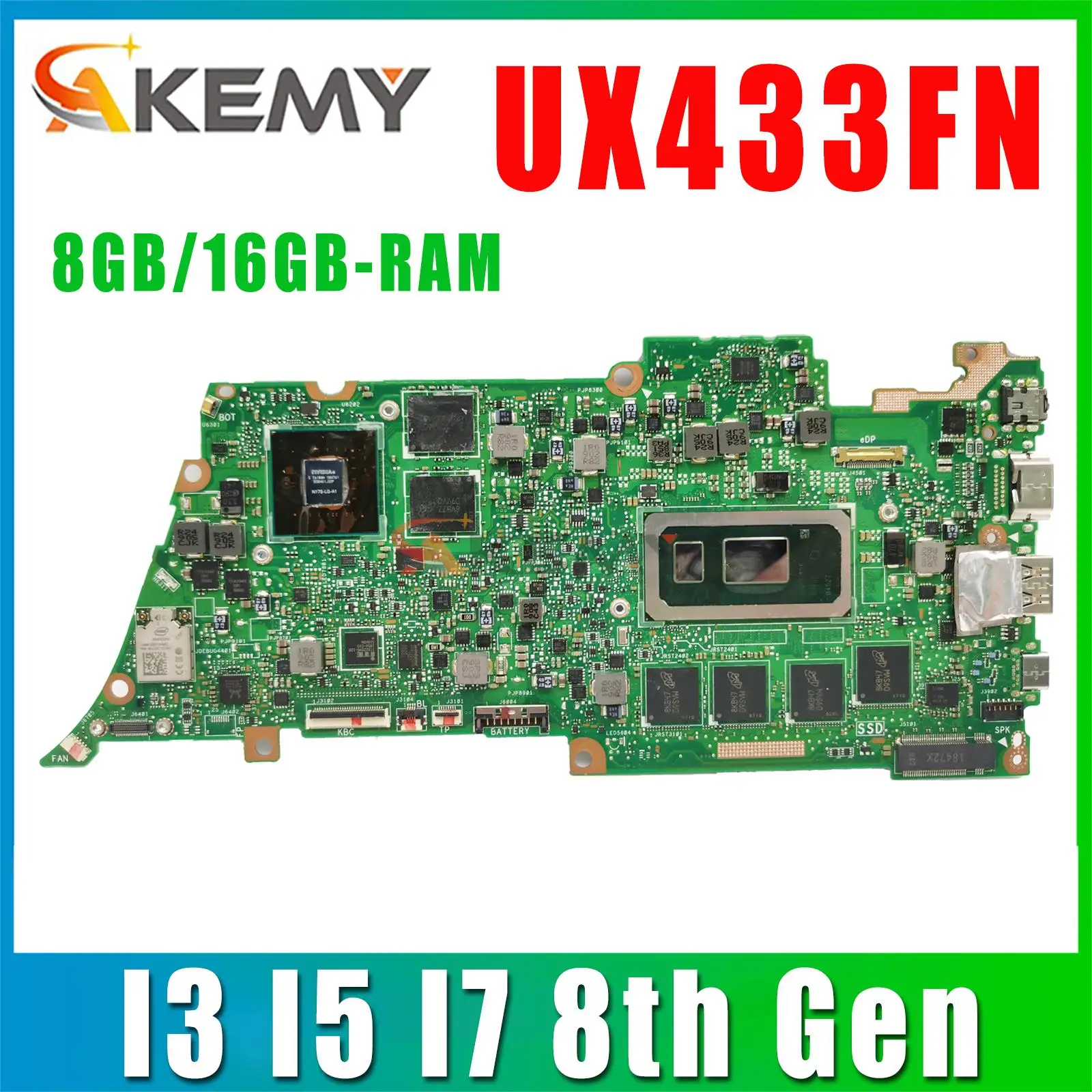 Материнская плата UX433F для ноутбука ASUS ZenBook 13 UX433FN UX433FA UX433, материнская плата I3 I5 I7 8G/16G-RAM MX150/UMA
Материнская плата UX433F для ноутбука ASUS ZenBook 13 UX433FN UX433FA UX433, материнская плата I3 I5 I7 8G/16G-RAM MX150/UMA