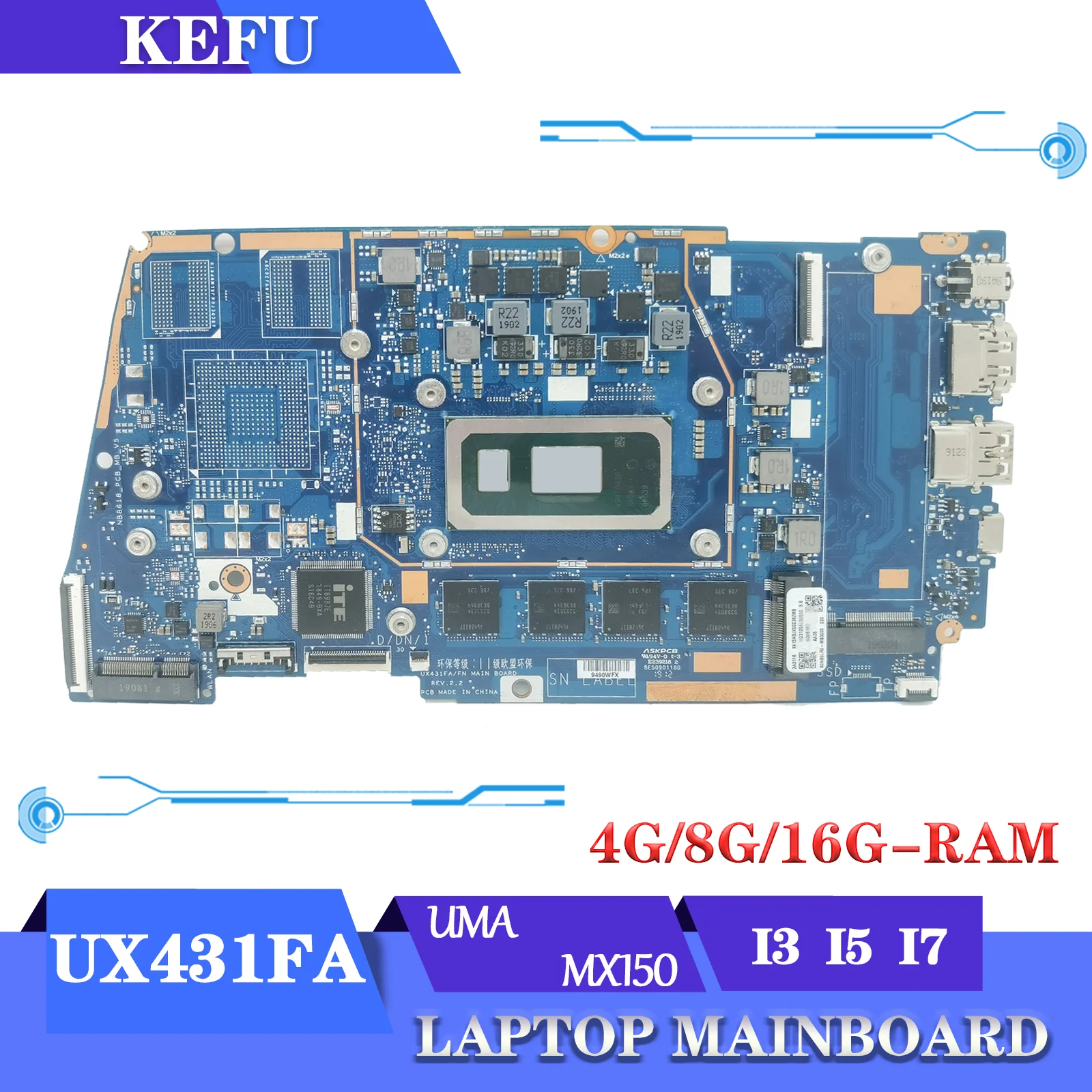 UX431FA Mainboard For ASUS Zenbook 14 UX431FN UX431F UX431FAC X431FA UX431FL UX431FLC Laptop Motherboard i3 i5 i7 8th/10th
UX431FA Mainboard For ASUS Zenbook 14 UX431FN UX431F UX431FAC X431FA UX431FL UX431FLC Laptop Motherboard i3 i5 i7 8th/10th