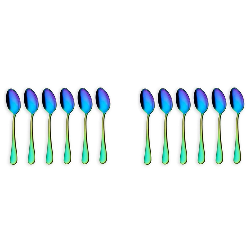 Rainbow Color Teaspoons Coffee Spoon Mini Cake Spoon Stainless Steel Set Of 12 Pieces (Coffee Scoops)
Rainbow Color Teaspoons Coffee Spoon Mini Cake Spoon Stainless Steel Set Of 12 Pieces (Coffee Scoops)