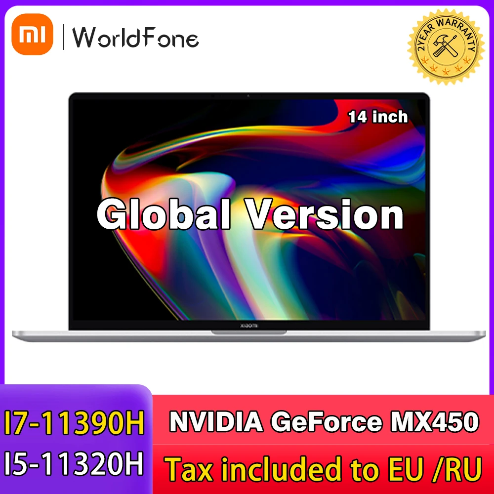 

Xiaomi Mi Pro 14 inch Laptop 2.5K 120Hz Intel Core i7-11390H/i5-11320H 16G 512G SSD Fingerprint Camera Notebook Windows 10 Pro