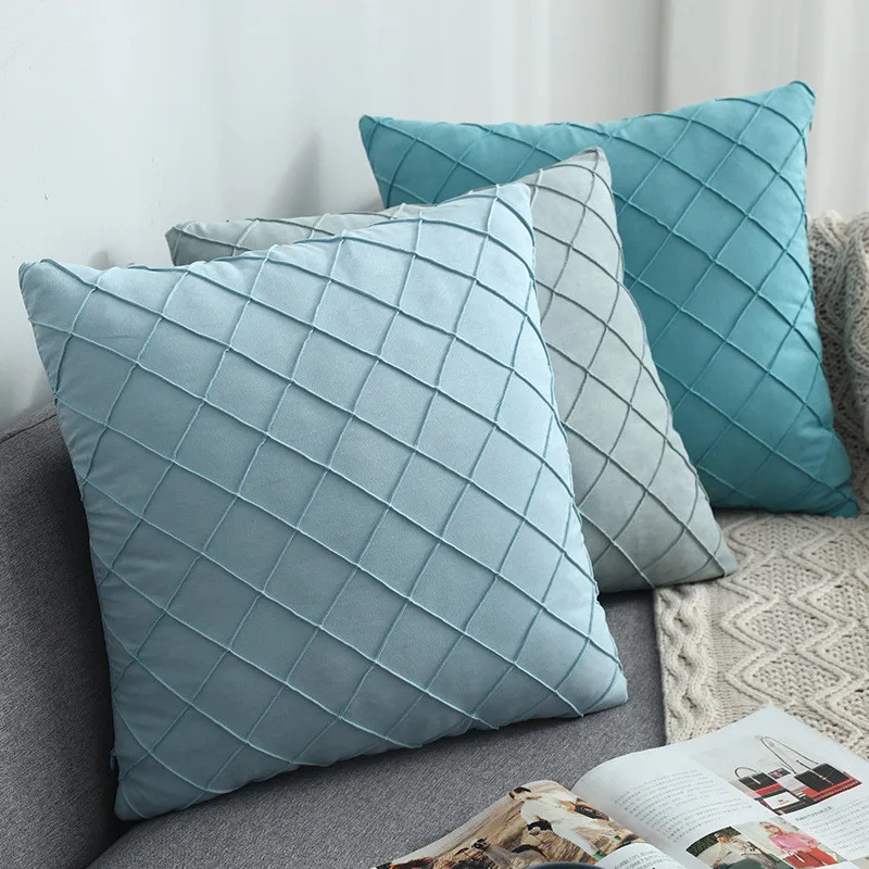 

30X50/45X45CM Suede Decorative Pillows Cover Solid Lattice Patched Cushion Case Livingroom Sofa Couch Cozy Throw Pillow Cover