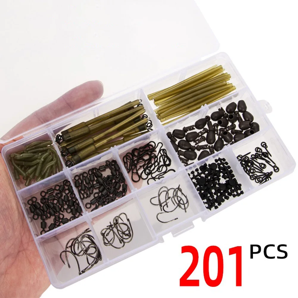 201PCS Carp Fishing Tackle Kit Hooks Tackle Box Swivel Carp Rigs Fishing Accessories Combination Bends Tip Tube Wire Connectors
201PCS Carp Fishing Tackle Kit Hooks Tackle Box Swivel Carp Rigs Fishing Accessories Combination Bends Tip Tube Wire Connectors