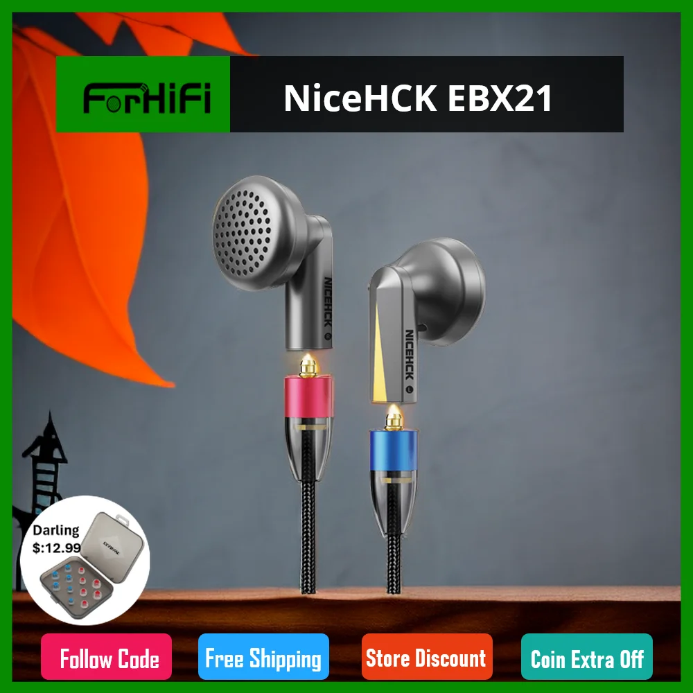 

NiceHCK EBX21 Earbud HIFI Metal Earphone 14.2mm Japan LCP Diaphgram Dynamic Driver Headphone DJ Vocal Detach 2.5 3.5MM MMCX IEM