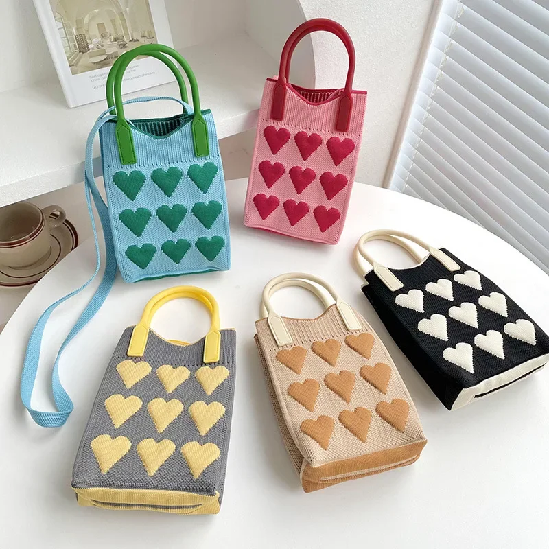 Fashion Love Knitted Handbag Crossbody Bags Korean Female Woven Tote Messenger Bag Women Universal Mobile Phone Bag Shoulder Bag
Fashion Love Knitted Handbag Crossbody Bags Korean Female Woven Tote Messenger Bag Women Universal Mobile Phone Bag Shoulder Bag