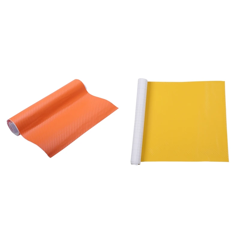 2 Pcs DIY 30X127 3D Carbon Fiber Decal Vinyl Film Wrap Roll Adhesive Car Sticker Sheet , Yellow & Orange 
2 Pcs DIY 30X127 3D Carbon Fiber Decal Vinyl Film Wrap Roll Adhesive Car Sticker Sheet , Yellow & Orange
