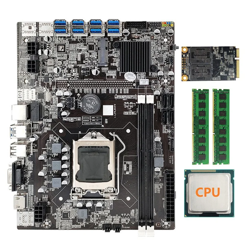 Материнская плата B75 для майнинга BTC + случайный ЦП + 2X DDR3 4 Гб 1600 МГц ОЗУ + MSATA SSD 128G LGA1155 8GPU PCI-E к USB3.0 Биткоин-Майнер
Материнская плата B75 для майнинга BTC + случайный ЦП + 2X DDR3 4 Гб 1600 МГц ОЗУ + MSATA SSD 128G LGA1155 8GPU PCI-E к USB3.0 Биткоин-Майнер