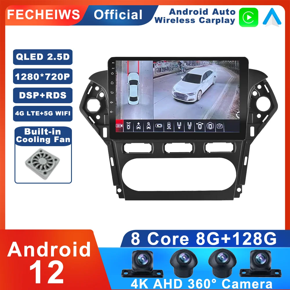 

Автомобильный радиоприемник 10,1 дюймов Android 12 для Ford Mondeo 2010 - 2014 Стерео RDS навигация GPS AHD Видео Мультимедиа No 2din Авторадио DSP