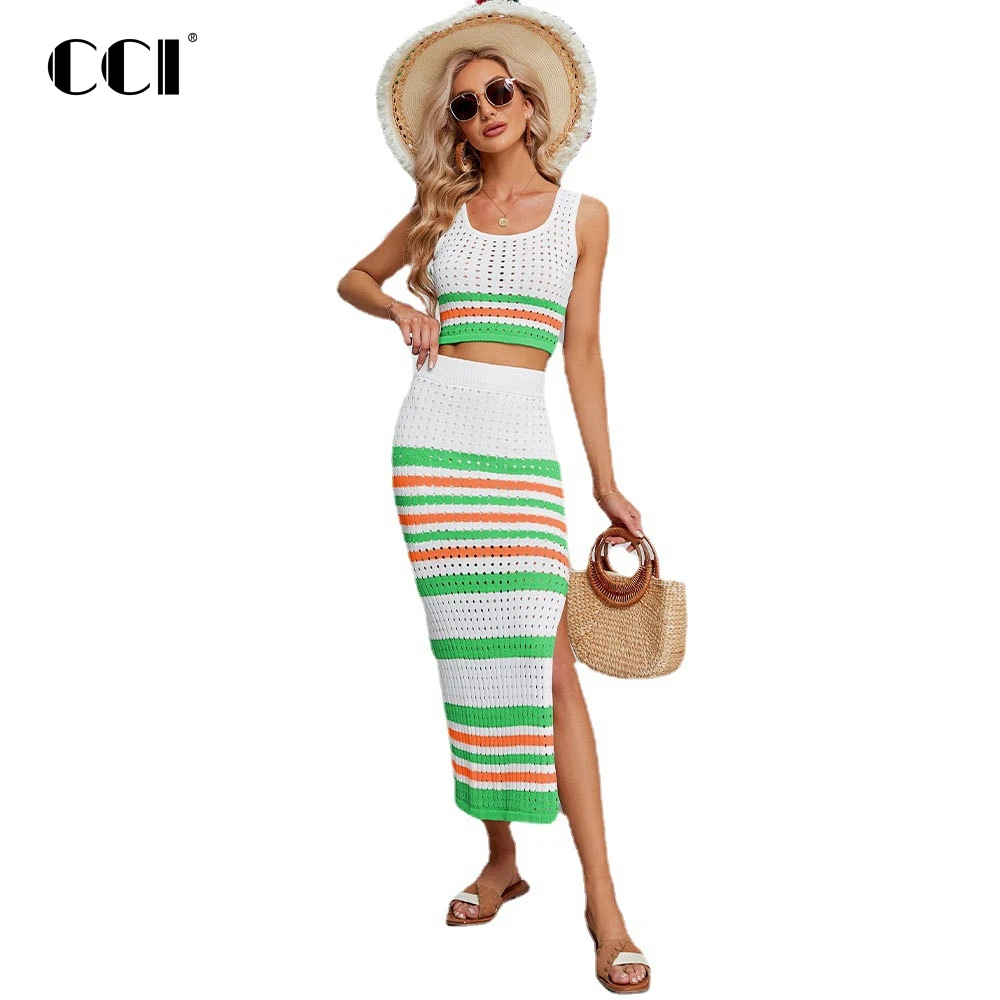 CCI Women's New Square Neck Stripe Hollow Short Sets Nylon Beach Summer Rayon Dress Festival Outfit Women YJ039S Hot Sale
CCI Women's New Square Neck Stripe Hollow Short Sets Nylon Beach Summer Rayon Dress Festival Outfit Women YJ039S Hot Sale