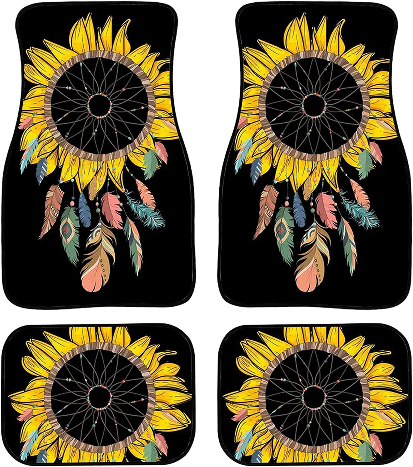 Dream Catcher Sunflower Print Car Floor Mats, 4 Piece Universal Anti Skid Backing Auto Floor Mat Carpet for SUV Sedan Van
Dream Catcher Sunflower Print Car Floor Mats, 4 Piece Universal Anti Skid Backing Auto Floor Mat Carpet for SUV Sedan Van