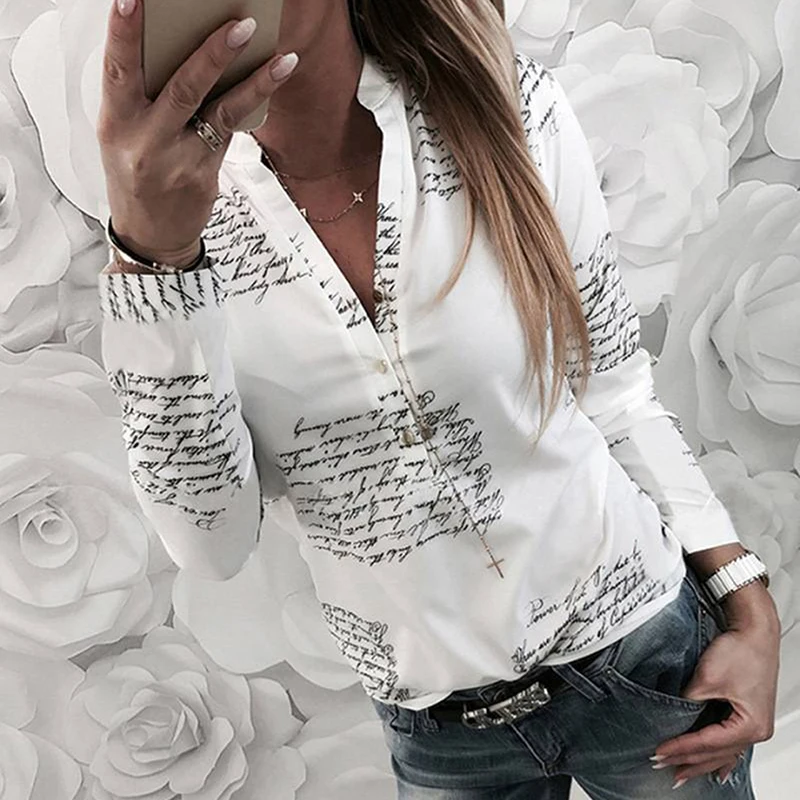 Women Shirts 2021 Spring Summer New Long Sleeve English Alphabet Print White Blouses Shirts Womens Tops Blusas Feminine Blouse
Women Shirts 2021 Spring Summer New Long Sleeve English Alphabet Print White Blouses Shirts Womens Tops Blusas Feminine Blouse
