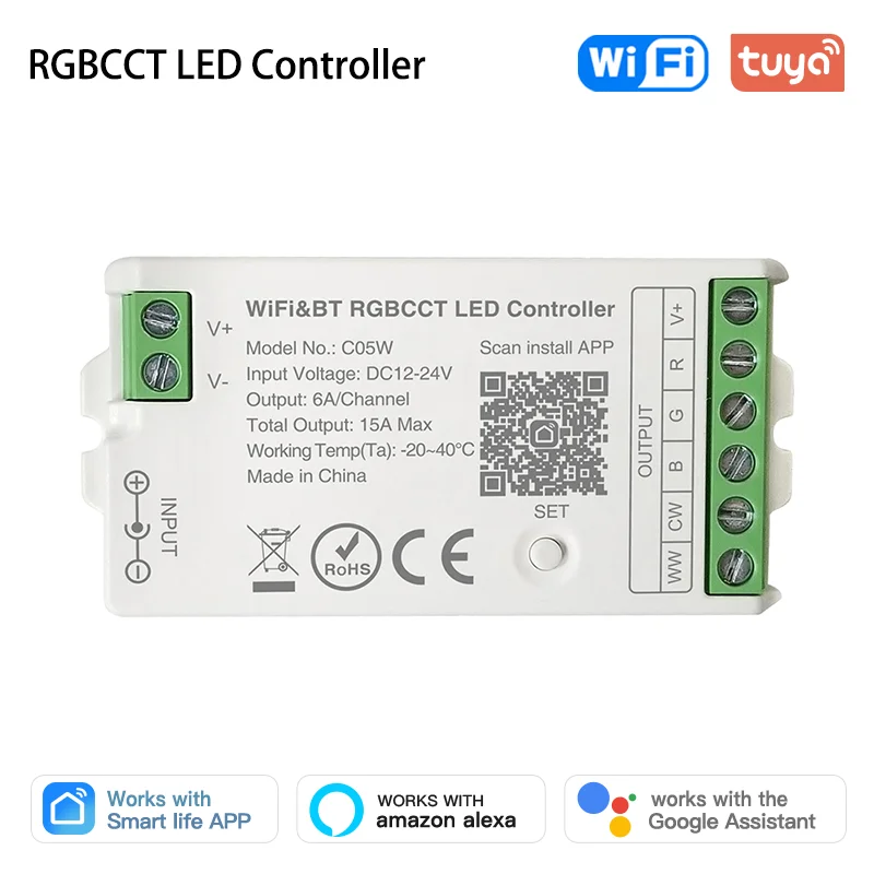 Tuya WiFi RGB LED контроллер
Tuya WiFi RGB LED контроллер
