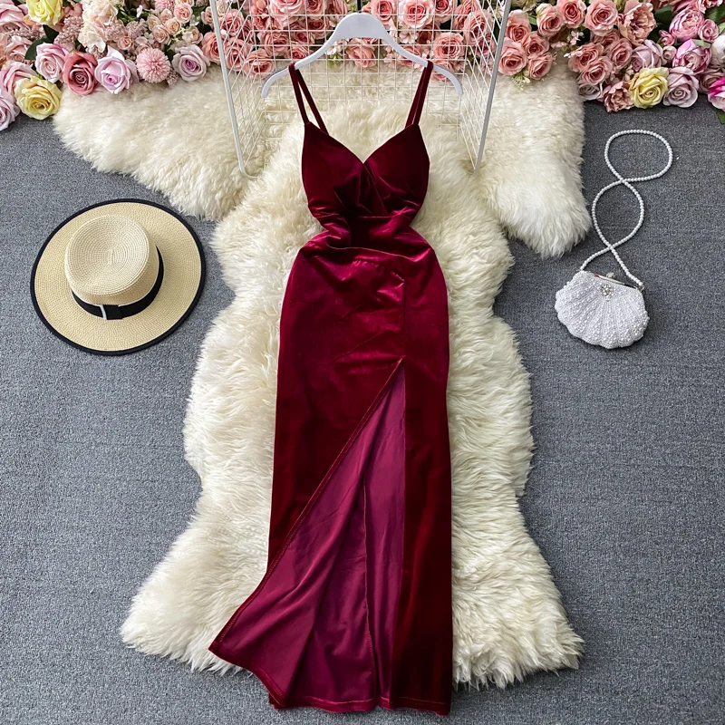 2022 Spring Women Velvet Suspender Bra Dress Slim Show Atmosphere Celebrity Temperament Fashion Split Virtual Party Clothing
2022 Spring Women Velvet Suspender Bra Dress Slim Show Atmosphere Celebrity Temperament Fashion Split Virtual Party Clothing