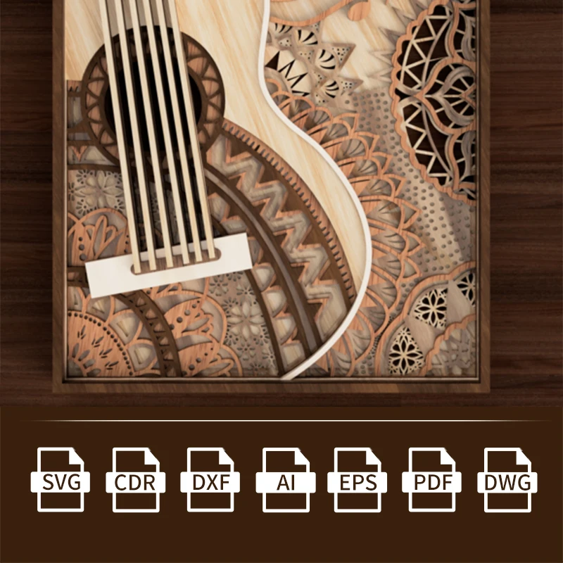 Layered Guitar Mandala Laser Cut Vector Files Layouts Model CDR/DXF/AI/SVG Files for CNC Laser Cut Priting
Layered Guitar Mandala Laser Cut Vector Files Layouts Model CDR/DXF/AI/SVG Files for CNC Laser Cut Priting