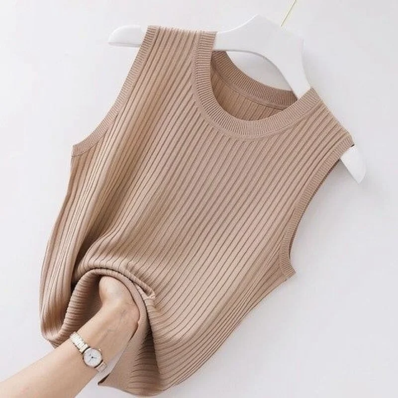 Fashion Solid Party Sleeveless Basic Tank Cami Basic Y2k White Ropa De Mujer Women Vest Halter Club Knitted Elegant Girl Top
Fashion Solid Party Sleeveless Basic Tank Cami Basic Y2k White Ropa De Mujer Women Vest Halter Club Knitted Elegant Girl Top