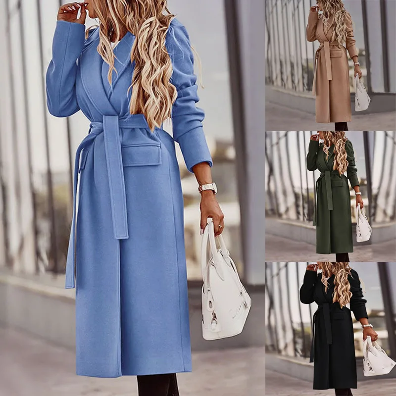 New women's dress up temperament commuter lapel cardigan solid color long-sleeved long woolen coat
New women's dress up temperament commuter lapel cardigan solid color long-sleeved long woolen coat
