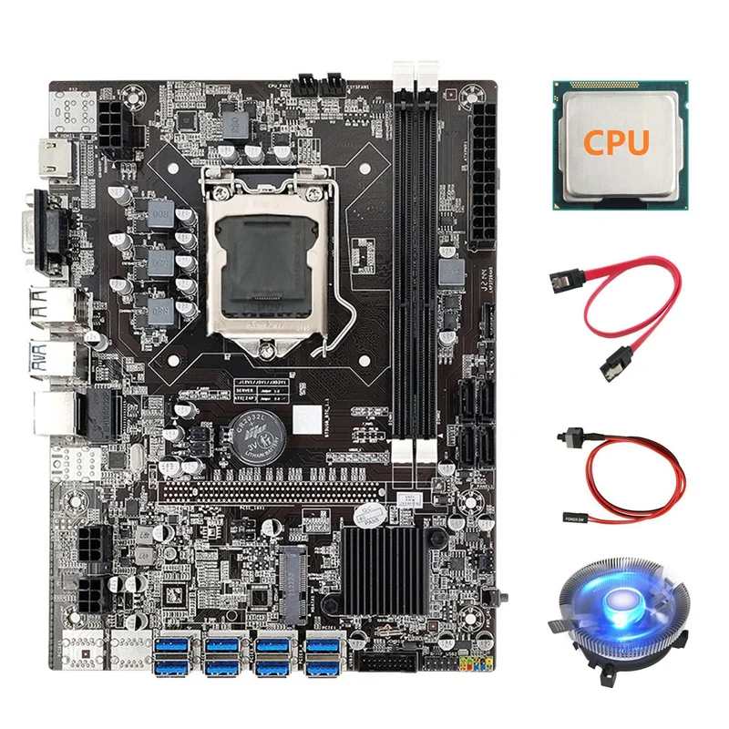 B75 BTC Mining Motherboard+CPU+Cooling Fan+SATA Cable+Switch Cable LGA1155 8XPCIE USB Adapter DDR3 MSATA Motherboard
B75 BTC Mining Motherboard+CPU+Cooling Fan+SATA Cable+Switch Cable LGA1155 8XPCIE USB Adapter DDR3 MSATA Motherboard