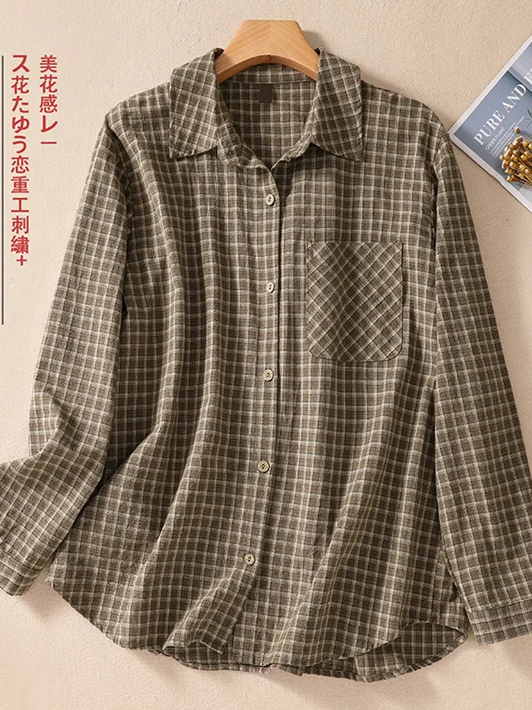 Women Long Sleeve Cotton Shirts New Arrival 2022 Autumn Vintage Style Plaid Pattern Loose Female Casual Tops Shirt B2126
Women Long Sleeve Cotton Shirts New Arrival 2022 Autumn Vintage Style Plaid Pattern Loose Female Casual Tops Shirt B2126