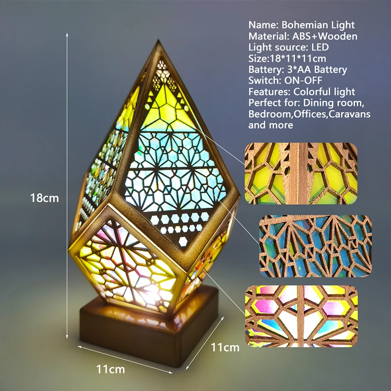 Floor Lamp Colorful 3D Projection Lamp Bedside Living Room Lamp Wooden Bohemian Light Indoor Lighting Decorative Art Crafts
Floor Lamp Colorful 3D Projection Lamp Bedside Living Room Lamp Wooden Bohemian Light Indoor Lighting Decorative Art Crafts