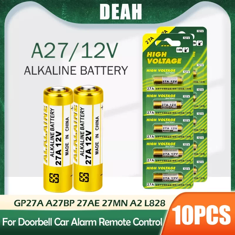 10PCS Alkaline Battery 12V A27 27A G27A MN27 MS27 GP27A L828 V27GA ALK27A A27BP K27A VR27 R27A For Alarm Remote Control Dry Cell
10PCS Alkaline Battery 12V A27 27A G27A MN27 MS27 GP27A L828 V27GA ALK27A A27BP K27A VR27 R27A For Alarm Remote Control Dry Cell