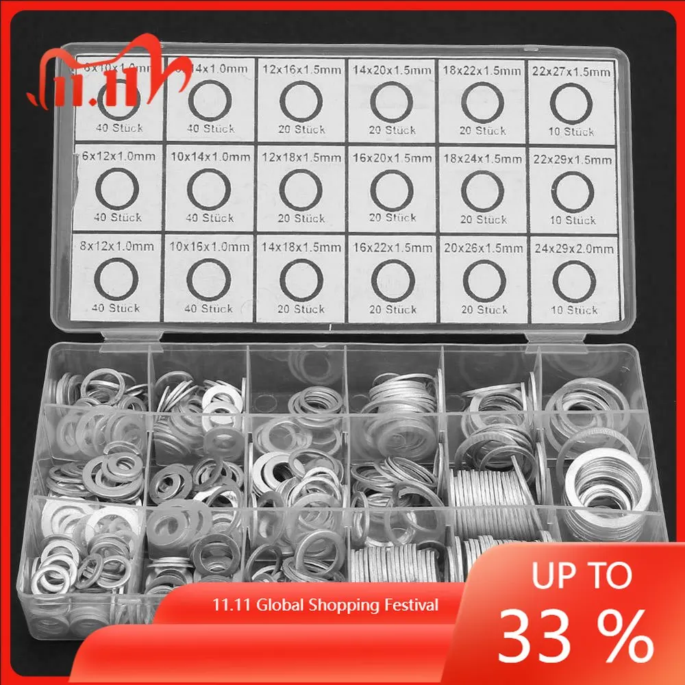 450pc Oil Drain Plug Aluminum Washer Gasket Wear Resistant Assortment W/ Box Kit
450pc Oil Drain Plug Aluminum Washer Gasket Wear Resistant Assortment W/ Box Kit