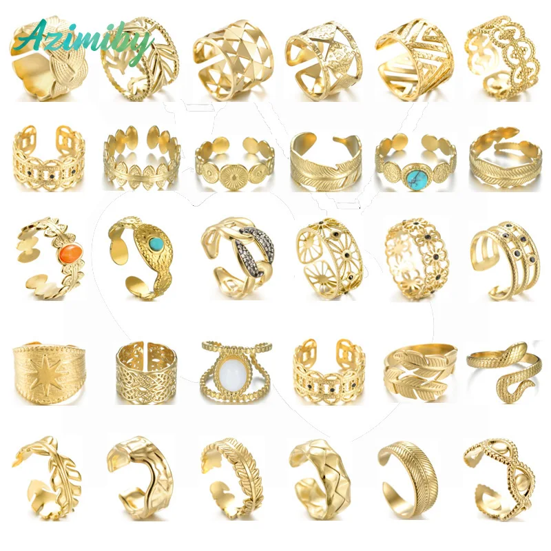 Azimiby Stainless Steel Finger Rings For Women High Quality Gold Color Round Opening Charms Ring Bijoux Femme Accessories Gifts
Azimiby Stainless Steel Finger Rings For Women High Quality Gold Color Round Opening Charms Ring Bijoux Femme Accessories Gifts