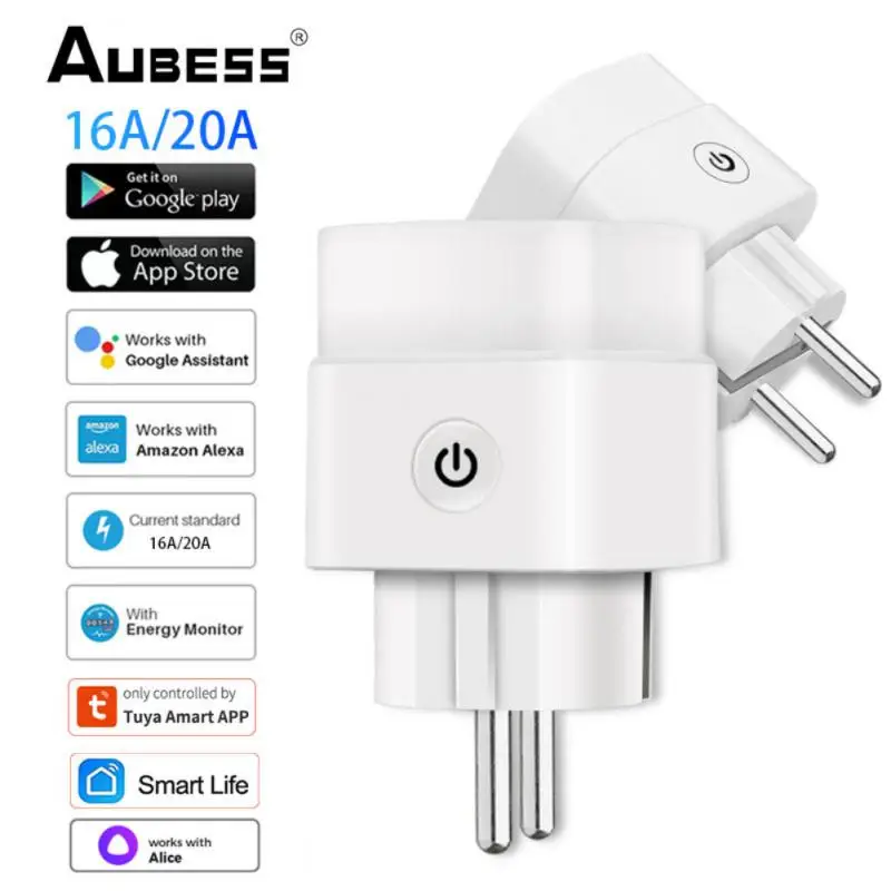 Smart Plug WiFi Socket EU 16A/20A Power Monitor Timing Function Tuya SmartLife APP Control Works With Alexa Google Home
Smart Plug WiFi Socket EU 16A/20A Power Monitor Timing Function Tuya SmartLife APP Control Works With Alexa Google Home