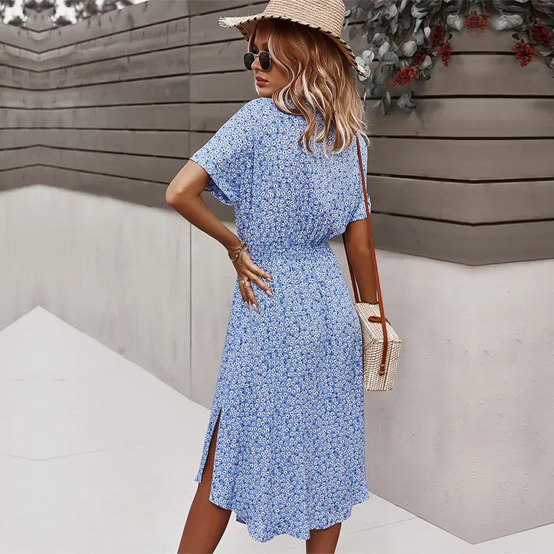 Dresses Chic Sleeve Short Robe Boho Elegant Summer Dress Female Dress Women Casual Beach V-neck Button Floral Holiday Midi 2023
Dresses Chic Sleeve Short Robe Boho Elegant Summer Dress Female Dress Women Casual Beach V-neck Button Floral Holiday Midi 2023
