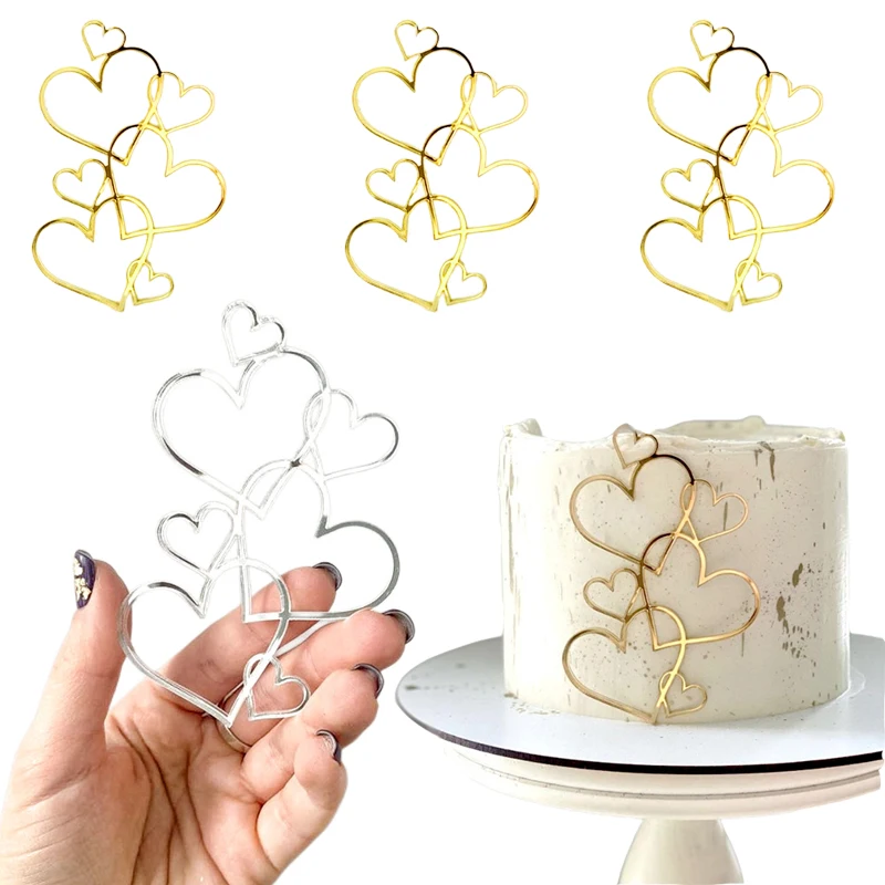 10pcs Wedding Cake Topper Heart Shaped Topper Minimalist Gold Silver Heart Cake Toppers Valentine's Day Dessert Party Decoration 
10pcs Wedding Cake Topper Heart Shaped Topper Minimalist Gold Silver Heart Cake Toppers Valentine's Day Dessert Party Decoration