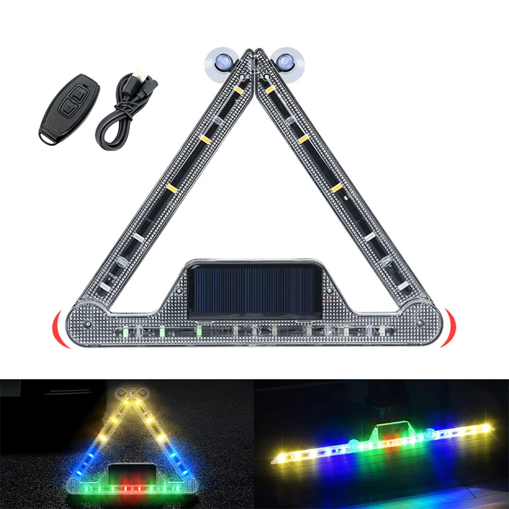 

Solar RGB Car Strobe Warning Light Foldable LED Anti Collision Light Flasher Stroboscopes Emergency Lighting Parking Signal Lamp