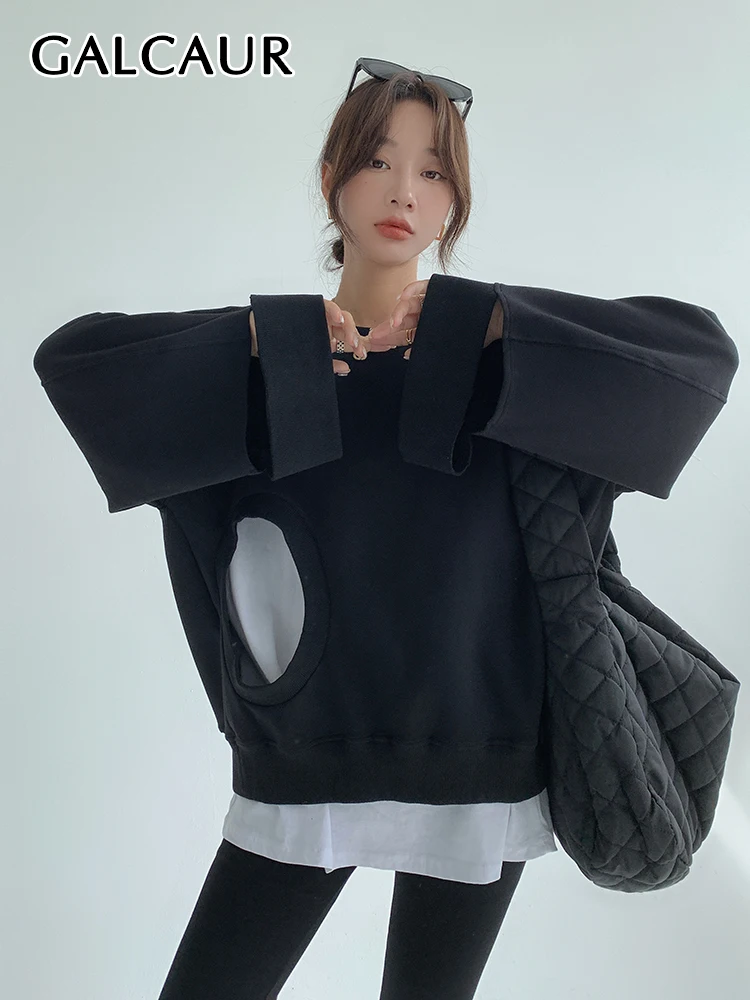 GALCAUR Hollow Out Sweatshirt For Womne Round Neck Long Sleeve Asymmetrical Solid Sweatshrits Female Clothing 2022 Style Casual
GALCAUR Hollow Out Sweatshirt For Womne Round Neck Long Sleeve Asymmetrical Solid Sweatshrits Female Clothing 2022 Style Casual