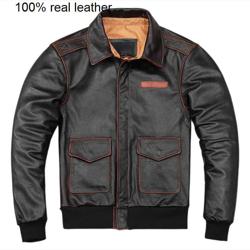 

Men Jacket A2 Flight Jackets Genuine Cow Leather Aviator Bomber Coat мужские кожаные куртки Chaqueta De Aviador