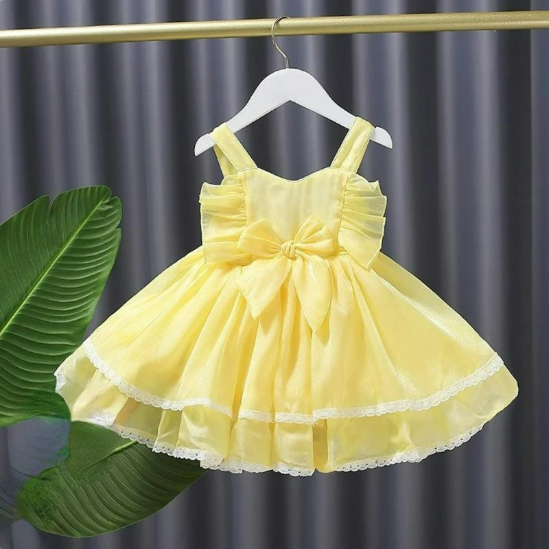 Summer New Girls Layered Dress for Kids Sleeveless Bow Lace Princess Cake Dresses Straped Yellow Vestidos Children’s Clothing
Summer New Girls Layered Dress for Kids Sleeveless Bow Lace Princess Cake Dresses Straped Yellow Vestidos Children’s Clothing