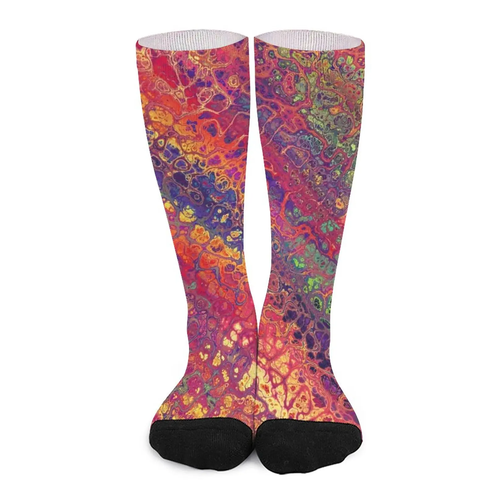 

Чулки с рисунком под мрамор, Осенние противоскользящие носки с рисунком радуги в стиле Триппи для женщин и мужчин, мягкие носки для скейтборда