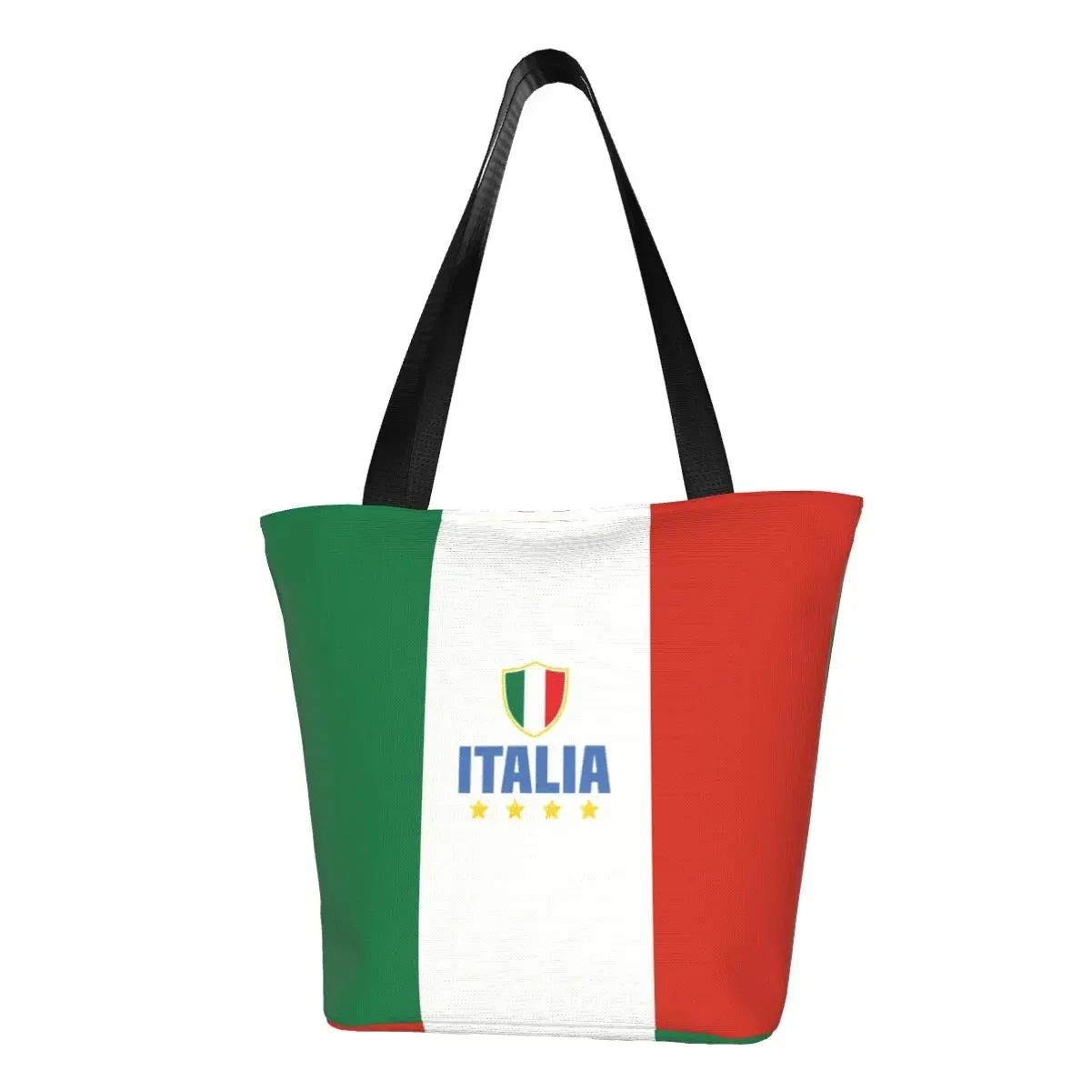 

Reusable Flag Of Italy Shopping Bag Women Canvas Shoulder Tote Bag Portable Grocery Shopper Bags