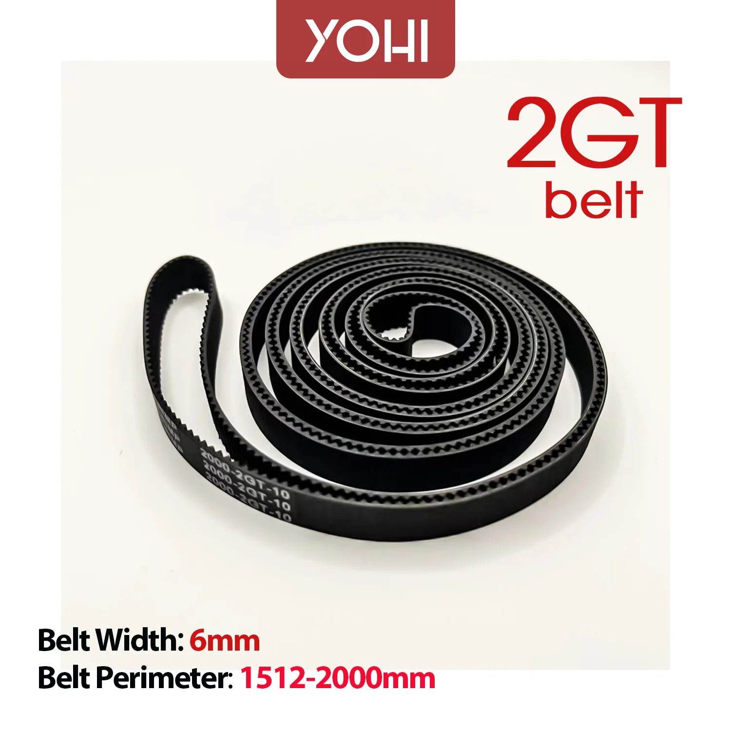 Yohi GT2 Timing Belt Pitch Length 1512/1520/1524/1540/1572/1600/1610/2000/2220/2270/2500mm Width 6mm 2GT Rubber Closed
Yohi GT2 Timing Belt Pitch Length 1512/1520/1524/1540/1572/1600/1610/2000/2220/2270/2500mm Width 6mm 2GT Rubber Closed