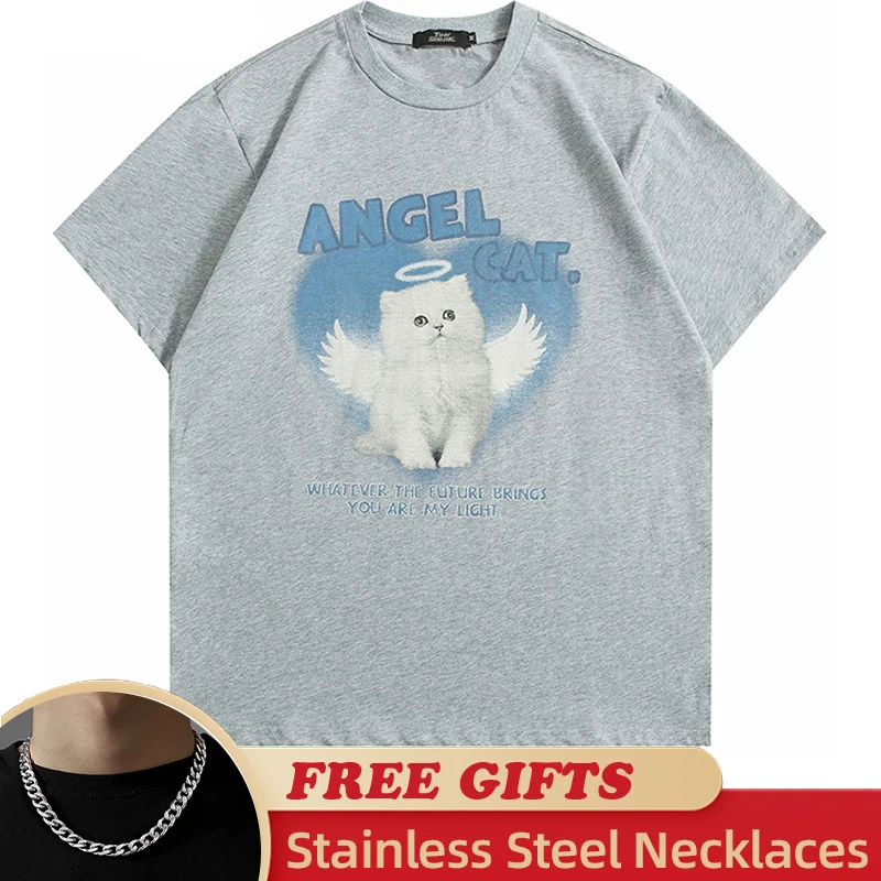 Men T-Shirt Streetwear White Angel Cat Graphic TShirt 2023 Animal Graphics Summer Cotton Short Sleeve HipHop Harajuku Tops Tees 
Men T-Shirt Streetwear White Angel Cat Graphic TShirt 2023 Animal Graphics Summer Cotton Short Sleeve HipHop Harajuku Tops Tees