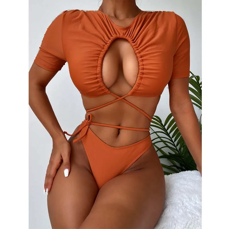 Orange Short Sleeve Women's Swimsuit 2021 Shorts Solid Bikini Set Swimwear High Cut Beach Wear Summer Bathing Suit New
Orange Short Sleeve Women's Swimsuit 2021 Shorts Solid Bikini Set Swimwear High Cut Beach Wear Summer Bathing Suit New