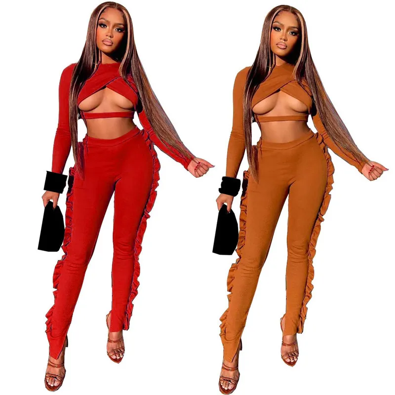 Однотонный укороченный топ и подходящие брюки WUHE, комплект из двух предметов, весенний женский комплект из двух предметов с оборками, Клубн...
Однотонный укороченный топ и подходящие брюки WUHE, комплект из двух предметов, весенний женский комплект из двух предметов с оборками, Клубн...