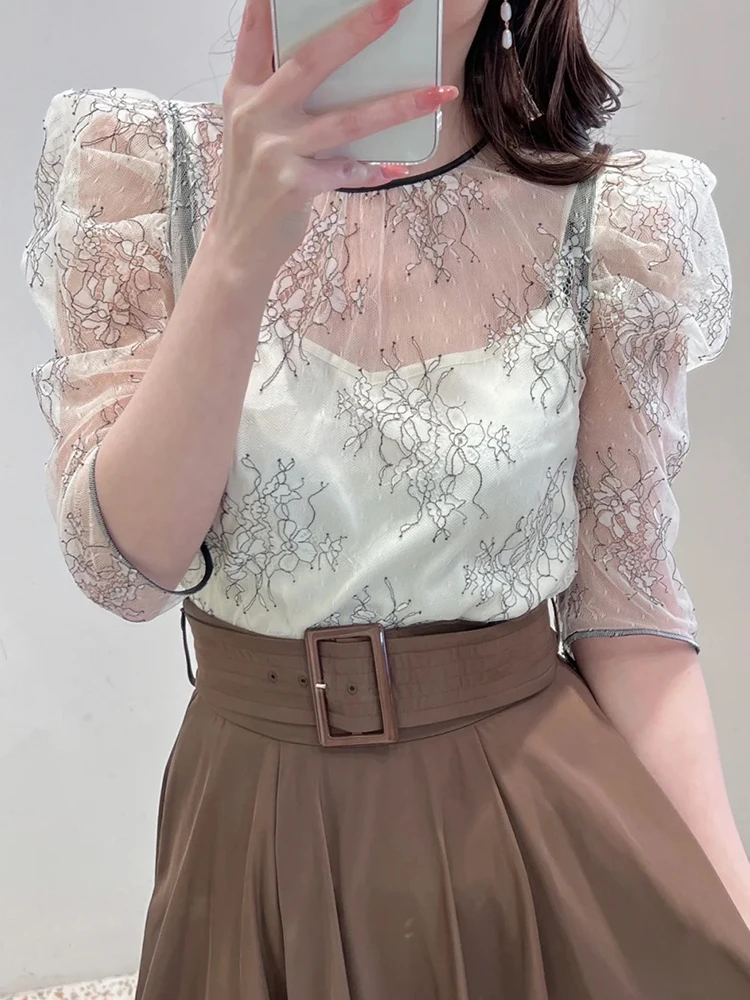 YIZZHOY New Spring Summer Women Lace Floral Print Tulle 2 Piece Set Japanese Style Puff Sleeve Elegant Ladies Blouse Femme
YIZZHOY New Spring Summer Women Lace Floral Print Tulle 2 Piece Set Japanese Style Puff Sleeve Elegant Ladies Blouse Femme