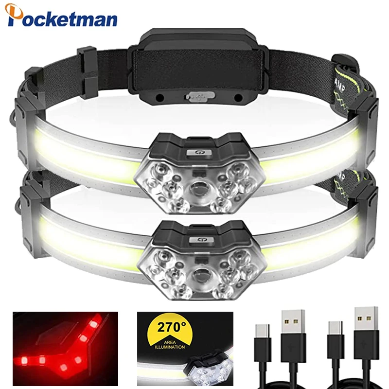 Powerful Wide Beam COB+LED Headlamp USB Rechargeable Headlights Waterproof Head Lamp for Camping Hiking Emergency Running
Powerful Wide Beam COB+LED Headlamp USB Rechargeable Headlights Waterproof Head Lamp for Camping Hiking Emergency Running