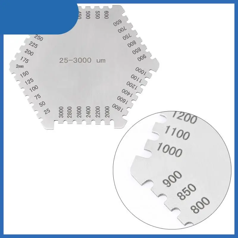 

TOP Quality High Precision Hexagon Wet Film Thickness Gauge Comb Gauge Card Wet Film Thickness 25-3000um By Stainless Steel