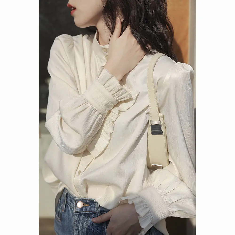 Женская шифоновая блузка с длинным рукавом, Повседневная Свободная Однотонная рубашка с воротником-стойкой, R39, весна-осень 2022
Женская шифоновая блузка с длинным рукавом, Повседневная Свободная Однотонная рубашка с воротником-стойкой, R39, весна-осень 2022