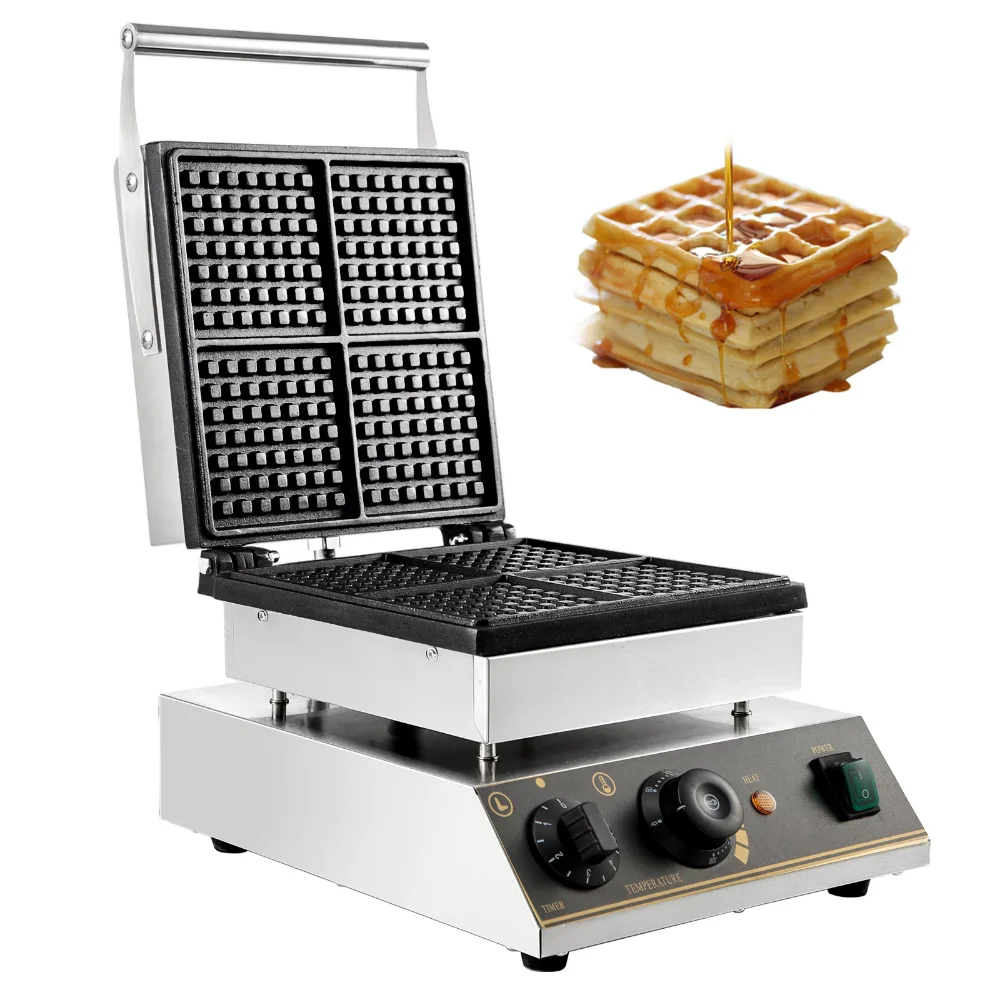 110V Commercial Waffle Maker 4pcs Nonstick 1750W Electric Waffle Machine Stainless Steel 110V Temperature and Time Control
110V Commercial Waffle Maker 4pcs Nonstick 1750W Electric Waffle Machine Stainless Steel 110V Temperature and Time Control