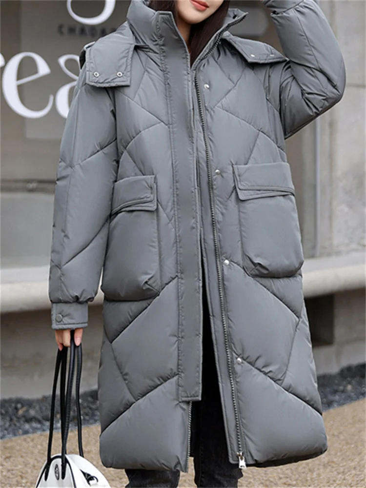 Women's Loose Oversize Mid Length Hooded Coat Autumn Winter New Chic Fashion Female Zipper Loose Quilted Long Sleeve Jacket
Women's Loose Oversize Mid Length Hooded Coat Autumn Winter New Chic Fashion Female Zipper Loose Quilted Long Sleeve Jacket